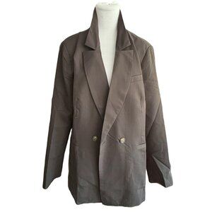 Women's Long Sleeve Knotch Lapel Double Breasted Blazer Jacket Coat Black sz XXL